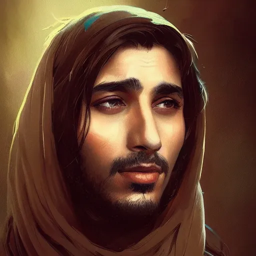 Image similar to portrait of kurdish singer adnan karim, highly detailed, digital painting, artstation, concept art, sharp focus, illustration, art by art germ and greg rutkowski and alphonse mucha