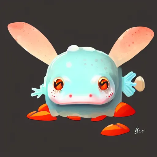 Image similar to cute axolotl, digital art, trending on artstation