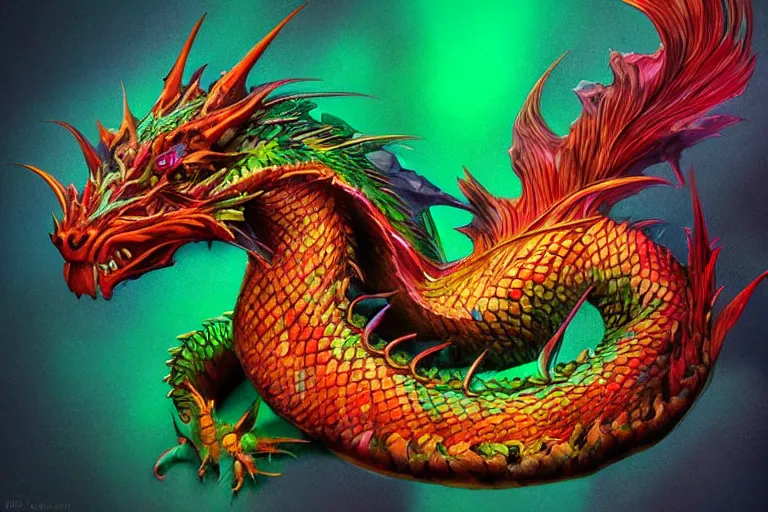 photorealistic dragon, vibrant scales, digital art, | Stable Diffusion ...