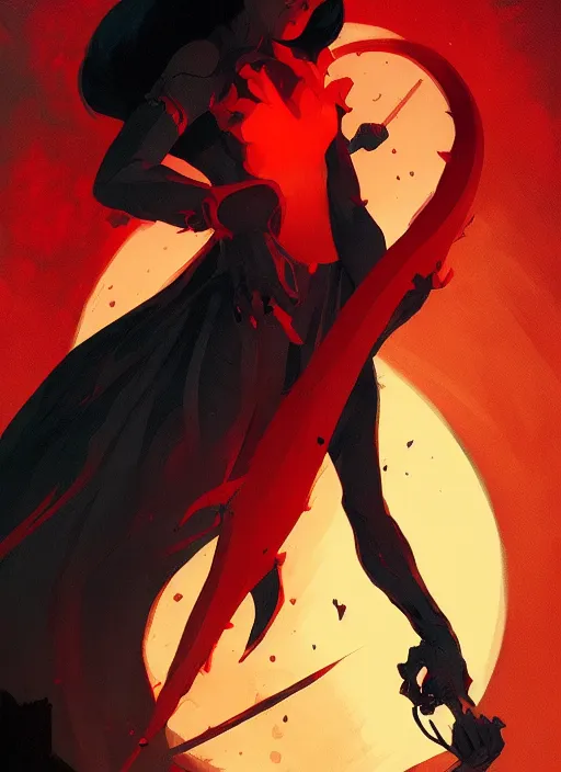 Prompt: a bloody dagger, in the style of artgerm, gerald brom, atey ghailan and mike mignola, vibrant colors and hard shadows and strong rim light, plain background, comic cover art, trending on artstation
