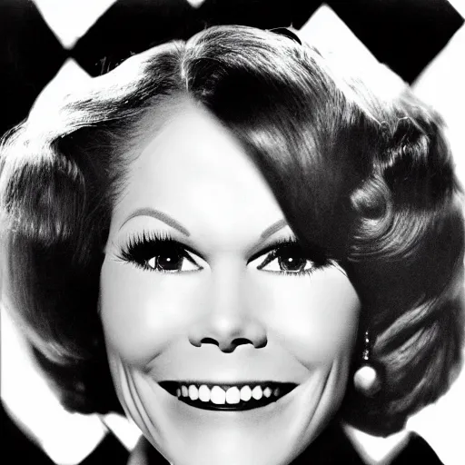 Prompt: portrait of mary Tyler Moore by Cecil Beaton, glamorous Hollywood style lighting, black and white, photorealistic