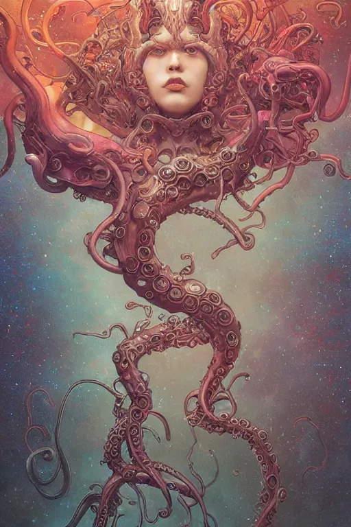 Prompt: swimming through time, inter dimensional clockwork, kowloon tentacles, by artgerm and yoshitaka amano and moebius and hr giger and zdislaw beksinski and alphonse mucha, hyperdetailed, glamour, surreal, dc comics, ornate, stunning, nebula, explosions in the sky, trending on artstation