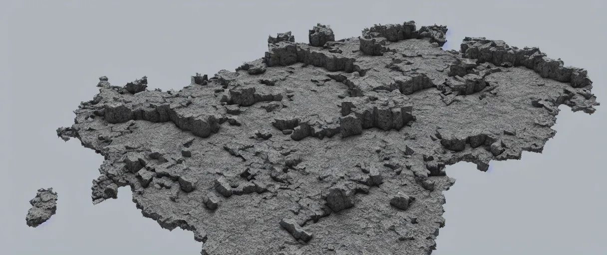 Image similar to a crumbling island in space, 3 d render