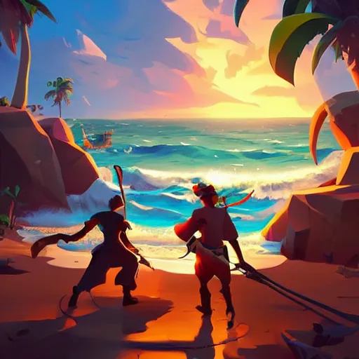 Image similar to painting treasure on sea of thieves game smooth median photoshop filter cutout vector, behance hd by jesper ejsing, by rhads, makoto shinkai and lois van baarle, ilya kuvshinov, rossdraws global illumination