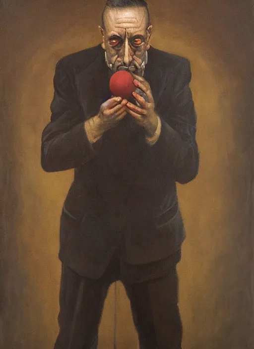 Prompt: a painting of a man holding a globe in his hands, a surrealist painting by Szymon Kot, deviantart, metaphysical painting, oil on canvas, surrealist, dystopian art,