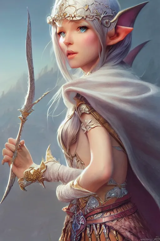 Image similar to elf princess, highly detailed, d & d, fantasy, highly detailed, digital painting, trending on artstation, concept art, sharp focus, illustration, global illumination, shaded, art by artgerm and greg rutkowski and fuji choko and viktoria gavrilenko and hoang lap