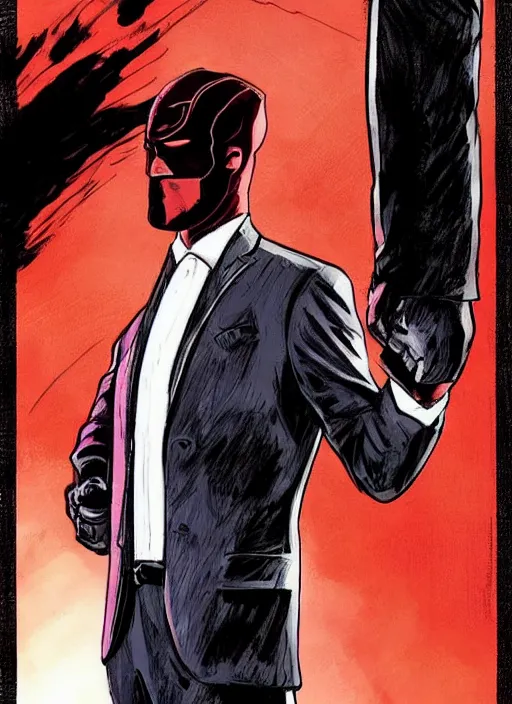 Image similar to Saul Goodman dressed as Daredevil, no mask