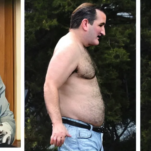 Prompt: Ted cruz shirtless highly detailed fat hairy