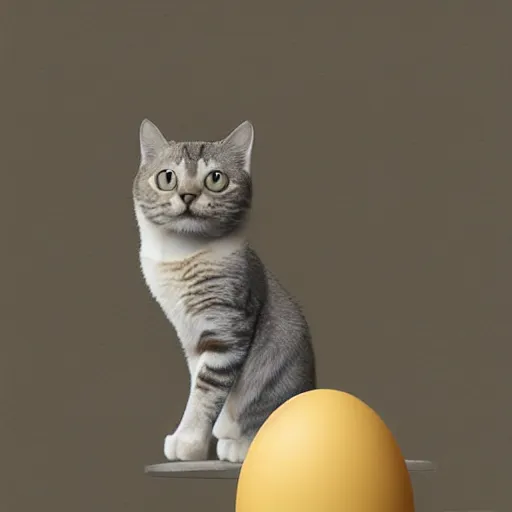 Prompt: A cat climbing out of an egg shell, digital art