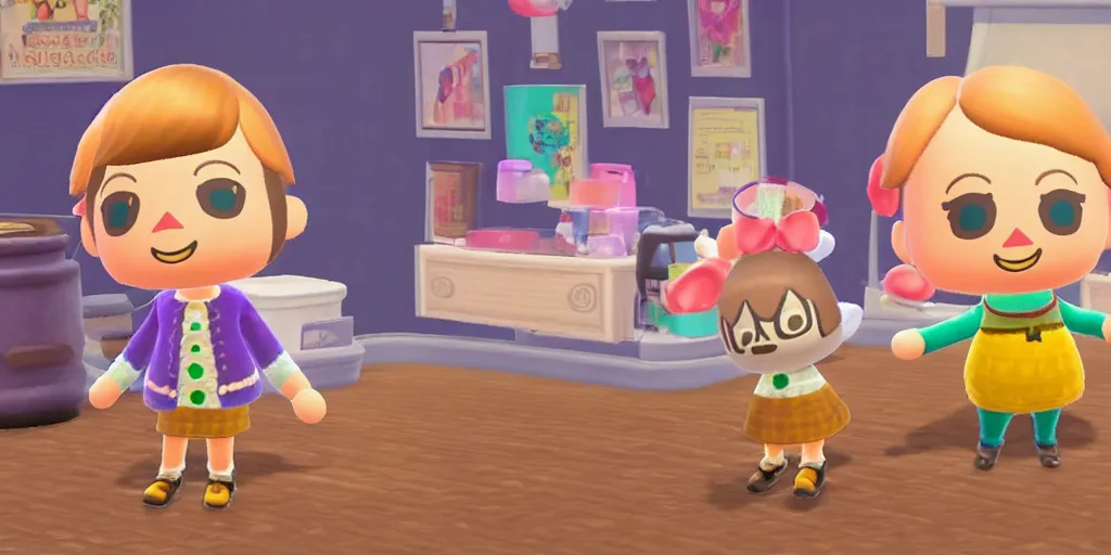 Image similar to Isabel from Animal Crossing. Ketamine-induced feeling of being reduced to a single atom. Reforming the universe with Isabel from Animal Crossing. The death of the ego.