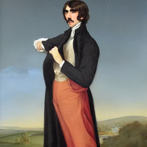 Image similar to regency era painting of a young george harrison in the style of leighton