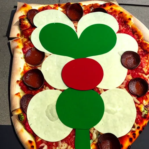 Prompt: flower made of pizza
