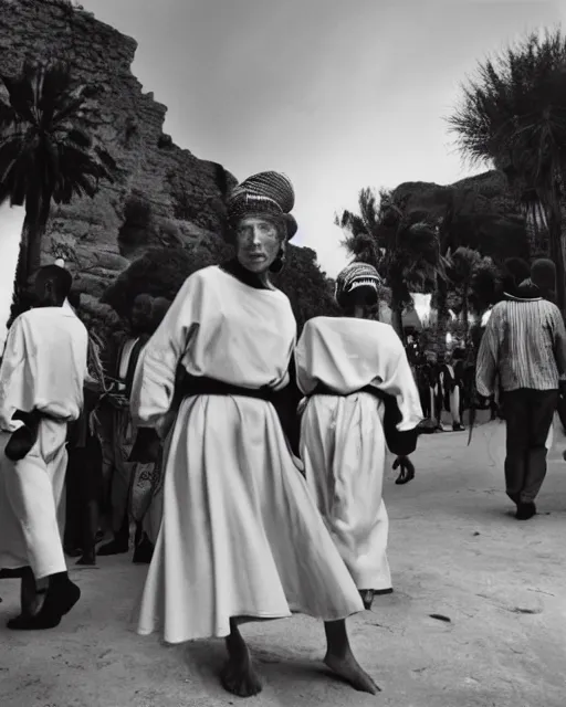 Image similar to Award winning reportage photo of Monegasque Natives wearing traditional garb by Garry Winogrand and Dian Arbus, 85mm ND 5, perfect lighting, gelatin silver process