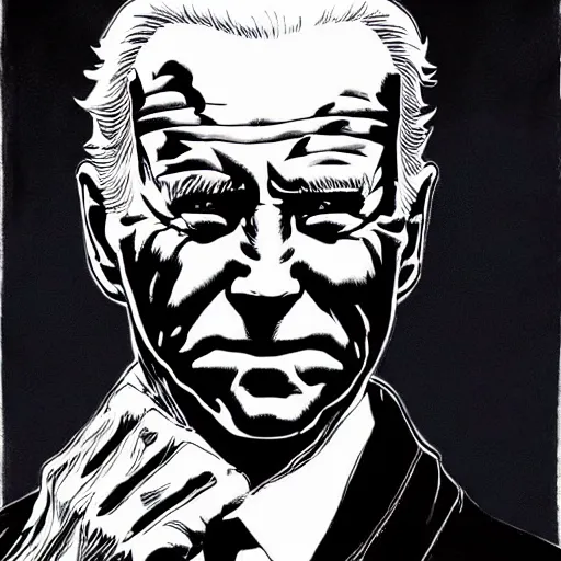 Image similar to Joe Biden looking sinister, by Tsutomu Nihei, highly detailed