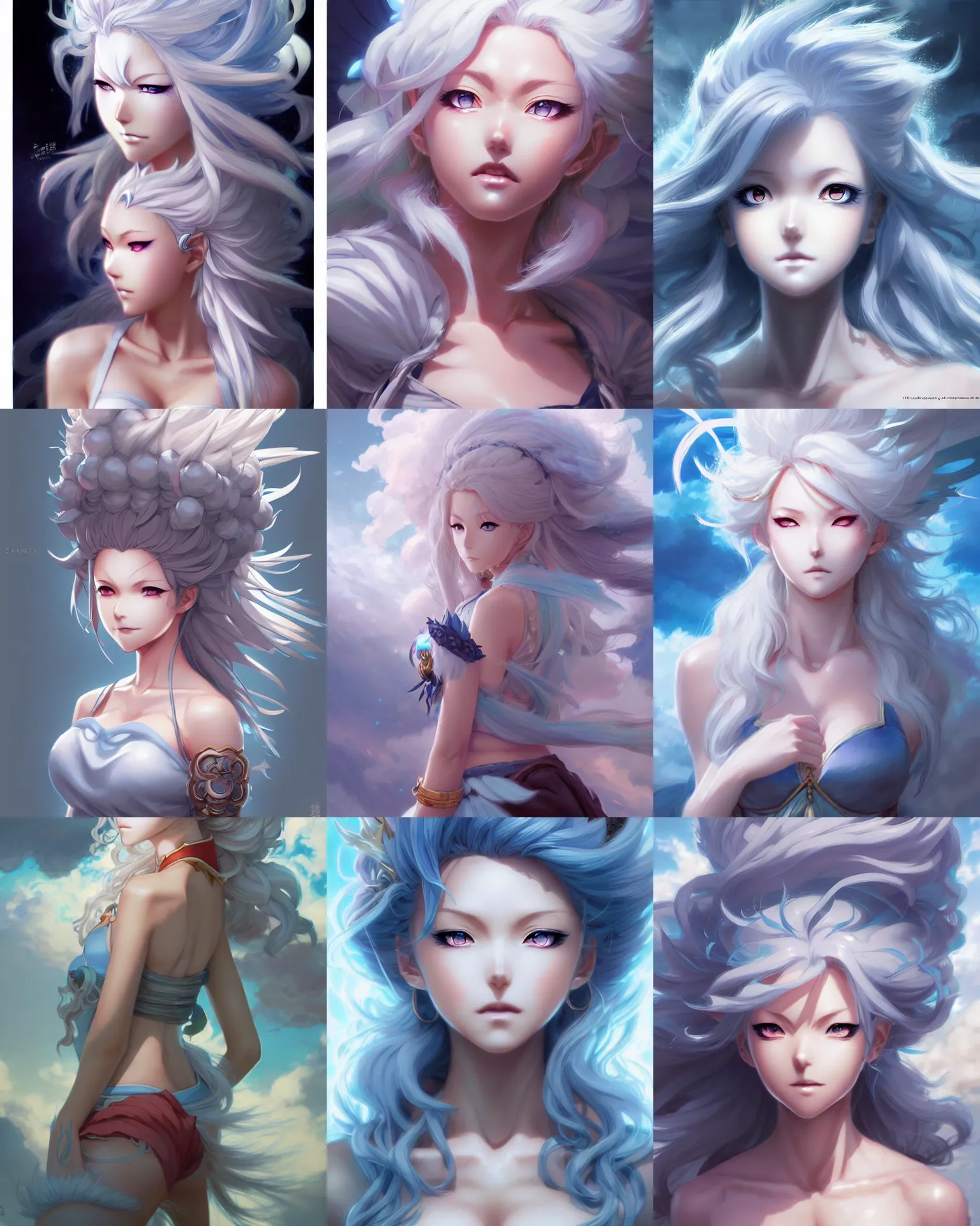 Prompt: character concept art of an anime stormy cloud goddess | | cute - fine - face, pretty face, realistic shaded perfect face, fine details by stanley artgerm lau, wlop, rossdraws, james jean, andrei riabovitchev, marc simonetti, and sakimichan