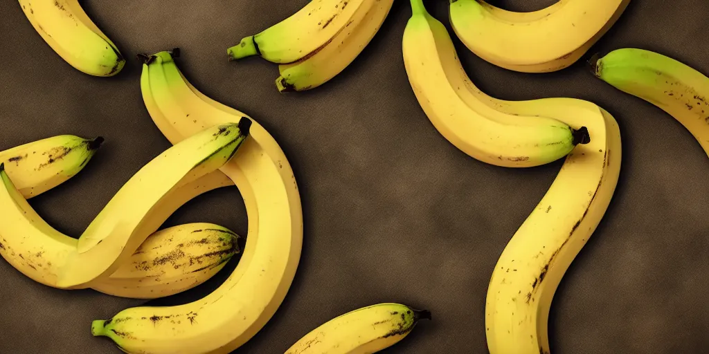 Image similar to a hyperrealistic photo of a bunch of bananas with arms and legs