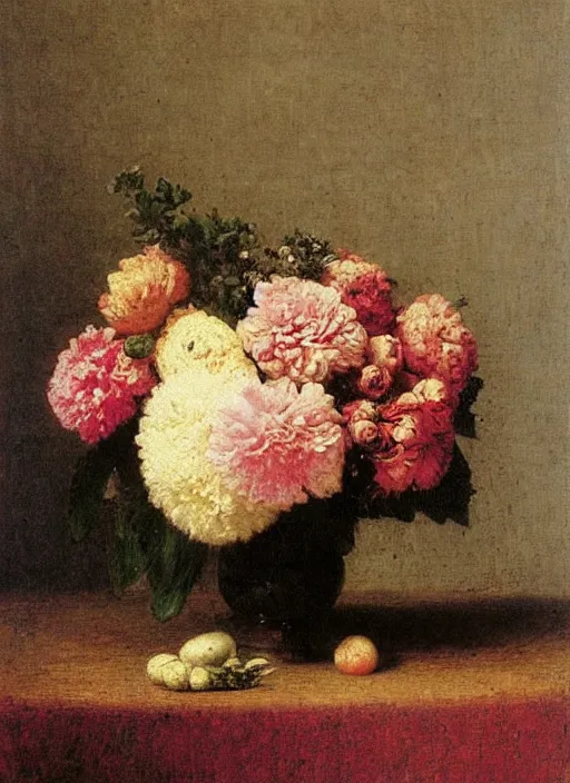 Prompt: 🌸💐🌷🌼 by henri fantin - latour, oil on canvas, still life