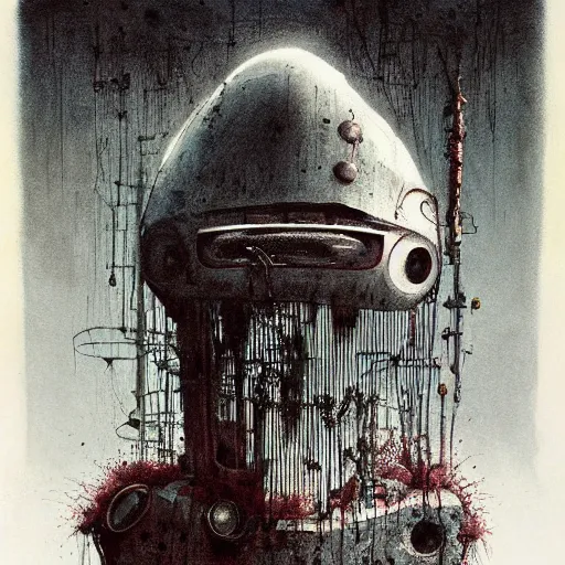 Image similar to robot ghost, by Stephen Gammell and Beksinski and Stalenhag.