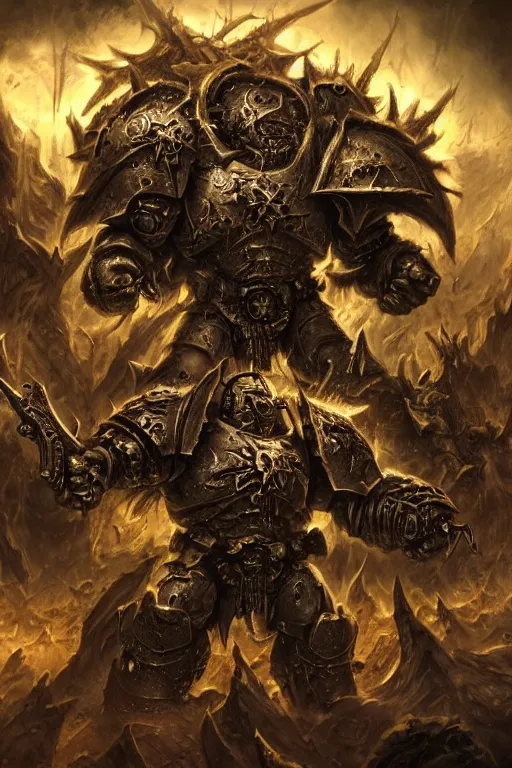 Image similar to chaos space marine, fantasy, warhammer, highly detailed, digital art, sharp focus, trending on art station, nurgle