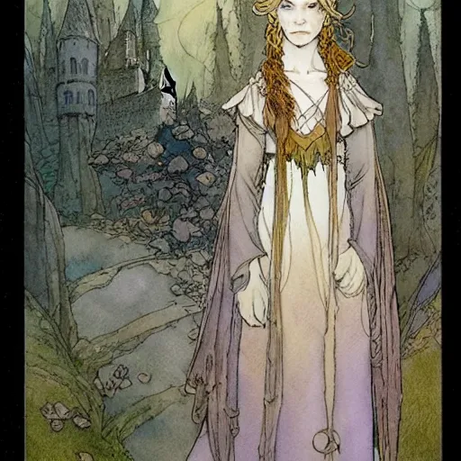 Prompt: a simple and atmospheric watercolour fantasy character concept art painting of a fairytale, very muted colors, by rebecca guay, michael kaluta, charles vess and jean moebius giraud