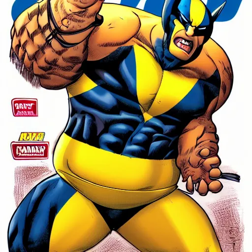 Prompt: a fat parent as wolverine from x men
