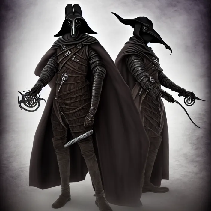 Image similar to full length portrait photograph of a futuristic plague doctor warrior. Extremely detailed. 8k