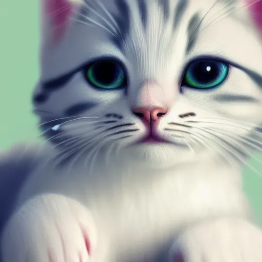 Prompt: a very cute kitten, pastel colours, digital art, extremely realistic and detailed 4k