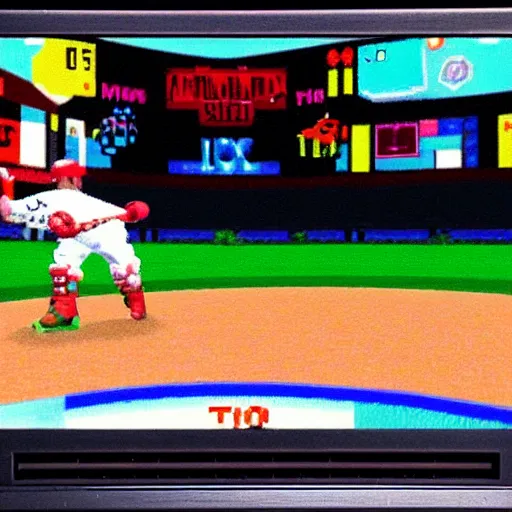 Image similar to sammy sosa in nintendo 6 4 game crt tv