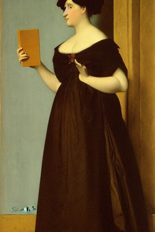 Prompt: lady in dress, painting by, jean auguste dominique ingres,
