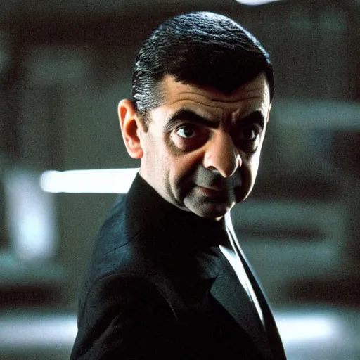 Image similar to film still of Rowan Atkinson in Matrix