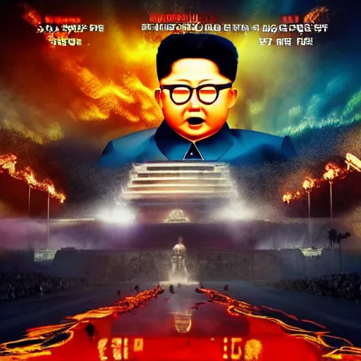 Image similar to full body pose, hyper - realistic photo of kim jong - il on parade in hell volumetric lighting, 8 k, octane perfectly detailed rendering, extremely hyper detailed, intricate, epic composition, cinematic lighting, masterpiece, trending artstation, very highly detailed, stunning, hdr, smooth, sharp focus, high resolution, award winning photo, dslr, 5 0 mm