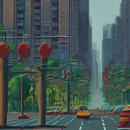 Image similar to avenida paulista by simon stalenhag