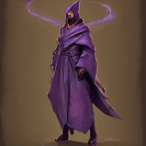 Prompt: concept art of a sorcerer in purple robes, illustration, character design, character concept, artstation, artgerm, greg rutkowski
