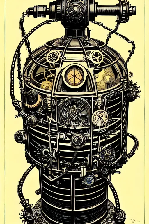 Image similar to steampunk cryo chamber containing a cyclops, high details, intricately detailed, by vincent di fate, inking, 3 color screen print, masterpiece, trending on artstation,, sharp, details, hyper - detailed, hd, 4 k, 8 k