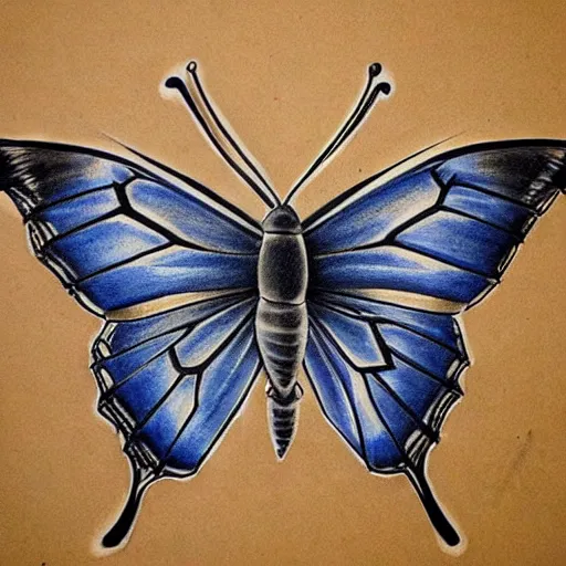 realistic blue butterfly tattoo