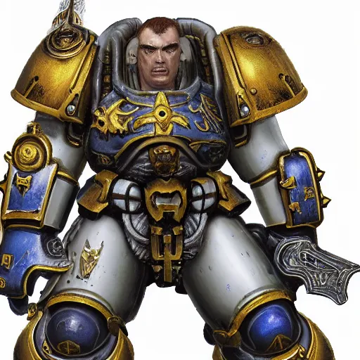 Image similar to a space marine primarch as an endgame boss in final fantasy xiv