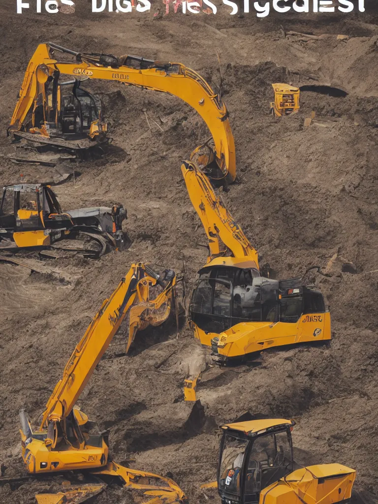 Image similar to poster for the diggerfest festival, in the uk, summer, diggers, teen vogue, 8 k, high detail, center of focus, rule of thirds, composition, y 2 k aesthetic