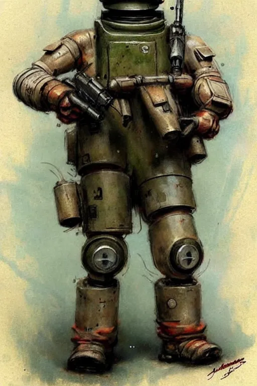 Image similar to ( ( ( ( ( 1 9 5 0 s robot knome army commando. muted colors. ) ) ) ) ) by jean - baptiste monge!!!!!!!!!!!!!!!!!!!!!!!!!!!!!!
