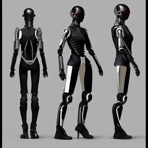 Prompt: A teen badass cyborg, weta digital character model sheet turnaround, studio, trending in Artstation, official media, 4K HD, by THX 1138 and santiago calatrava