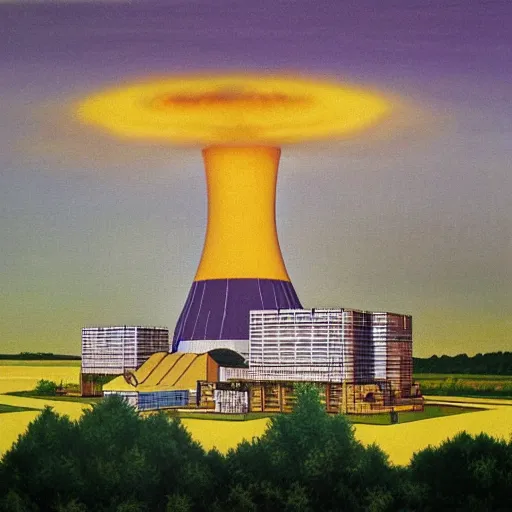 Image similar to the springfield nuclear power plant, an oil painting by montgomery burns and waylon smithers