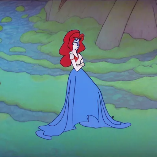 Prompt: Ariel in Nausicaa of the Valley of the Wind, Diseny animation style