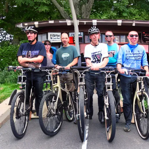 Image similar to bicycle crew in front of montauk brewery