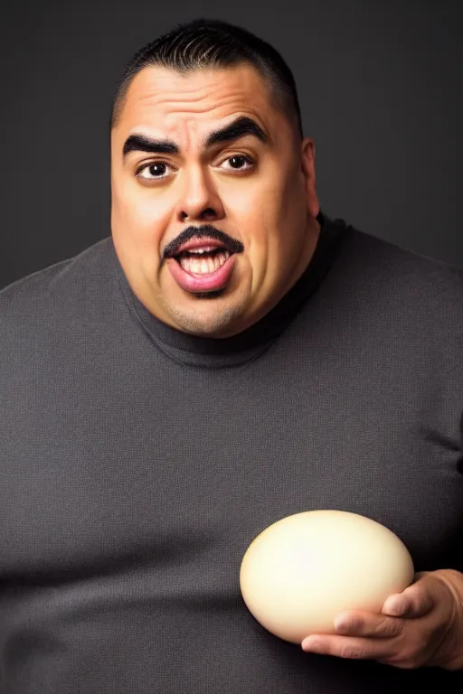 Prompt: 📷 gabriel iglesias the egg 🥚, made of food, head portrait, dynamic lighting, 4 k