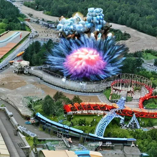 Image similar to a theme park being nuked