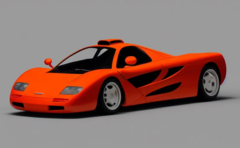 Image similar to “A 1998 McLaren F1 road car, in the style of Pixar, octane 3d render, 8k, studio lighting”