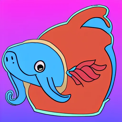 Prompt: telegram sticker of a cute cartoon whale