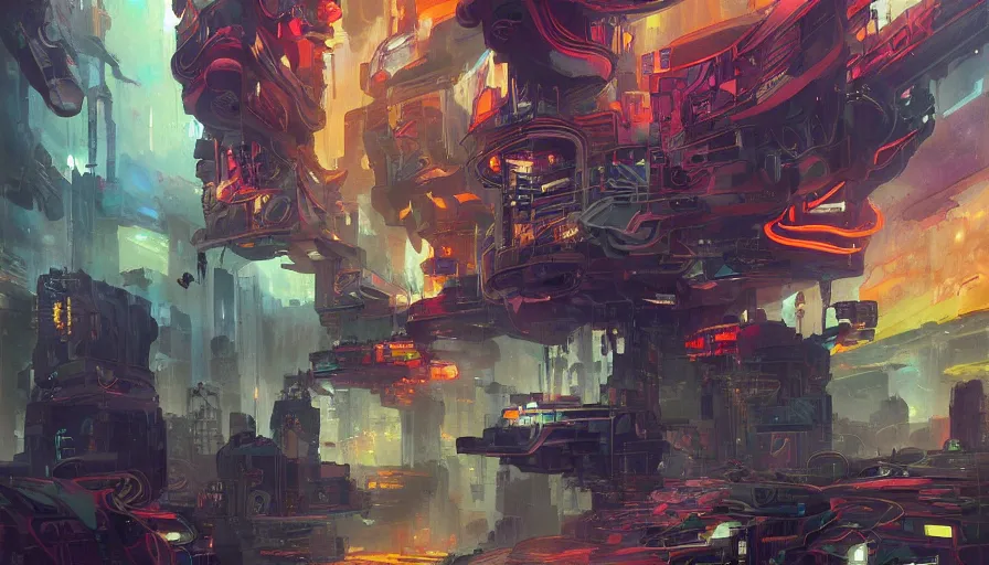 Prompt: psychedelic cyberpunk stylish super soldier in a dark complex scifi vast detailed city, allegorical style, by peter mohrbacher, jeremy mann, francoise nielly, van gogh, ross tran, beautiful, award winning scenery