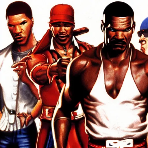 Image similar to portrait of jamie foxx in double dragon video game splash screen