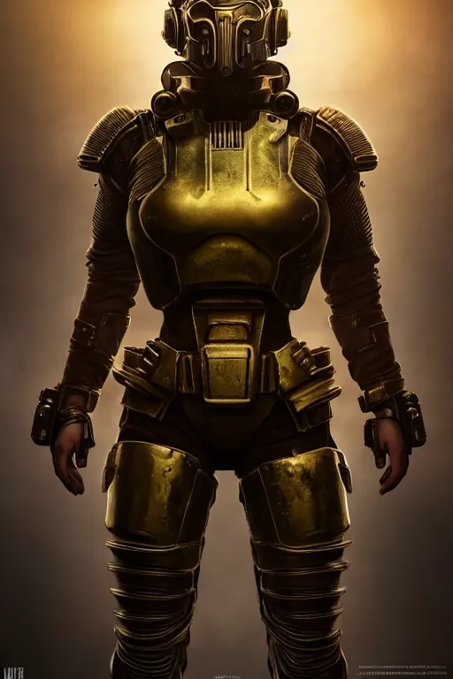 Image similar to unknown Fallout 5 character portrait, partially clothed in metal-plated ballistic armour, atmospheric lighting, painted, intricate, volumetric lighting, beautiful, golden hour, sharp focus, ultra detailed, by Leesha Hannigan, Ross Tran, Thierry Doizon, Kai Carpenter, Ignacio Fernández Ríos