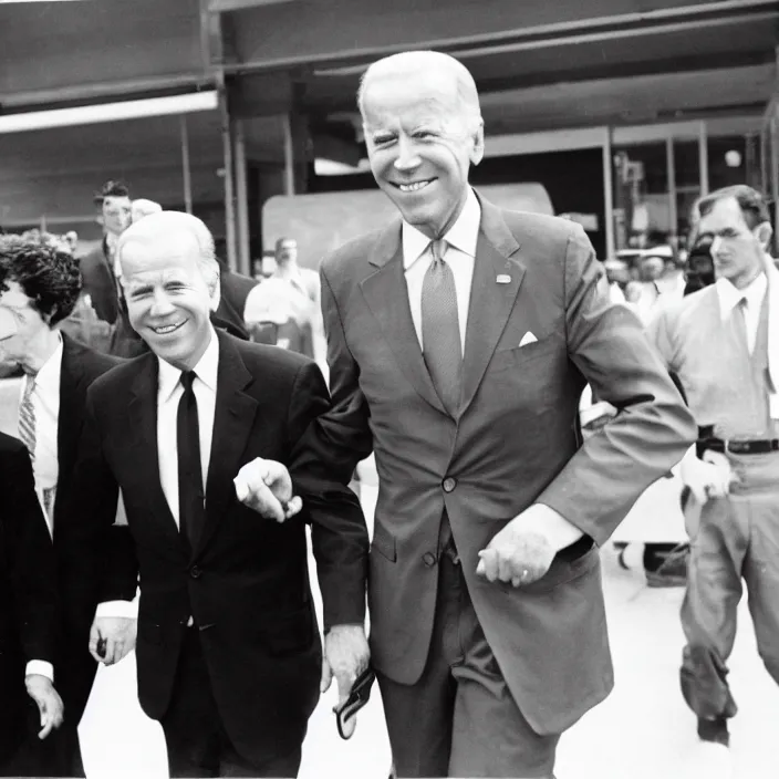 Image similar to Joe Biden walking with Lee Harvey Oswald as walmart